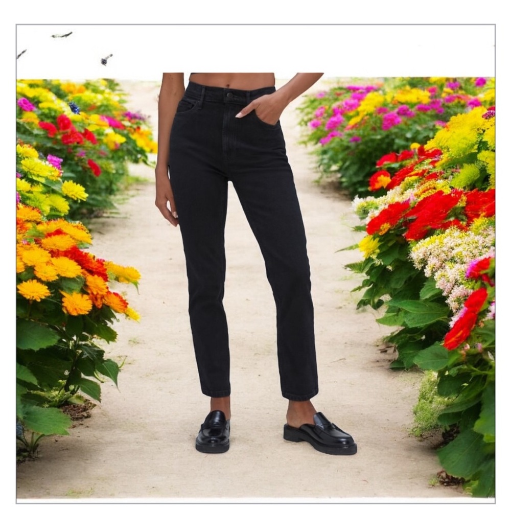 Everlane Cheeky Jean, Black w/ Bone Stitch, Ankle Length, NWOT-Sz 26-90’…
